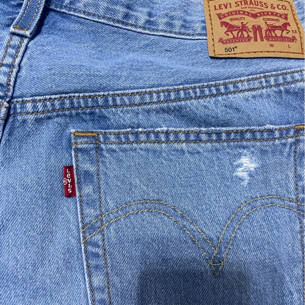 Levi’s 501 blue light wash denim cutoff shorts NWOT - Picture 6 of 8
